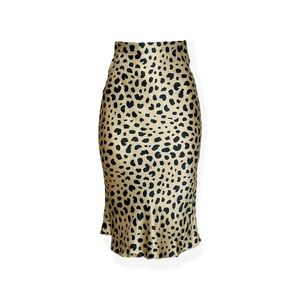 [NWT] RÉALISATION PAR Naomi Silk Slip Skirt, Wild Things Leopard, XS